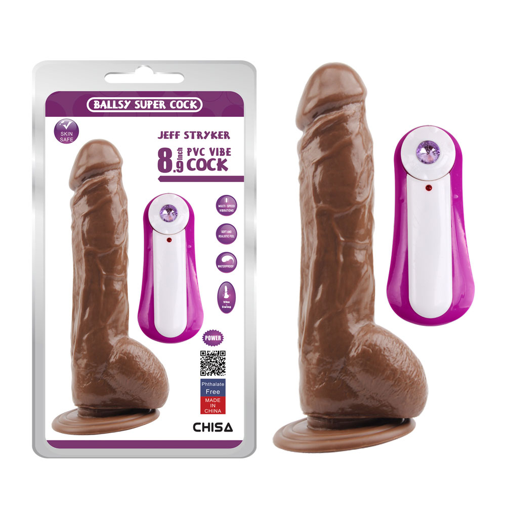 JEFF STRYKER 8.9 ভাইব্রেটিং ডিল্ডো-ব্রাউন